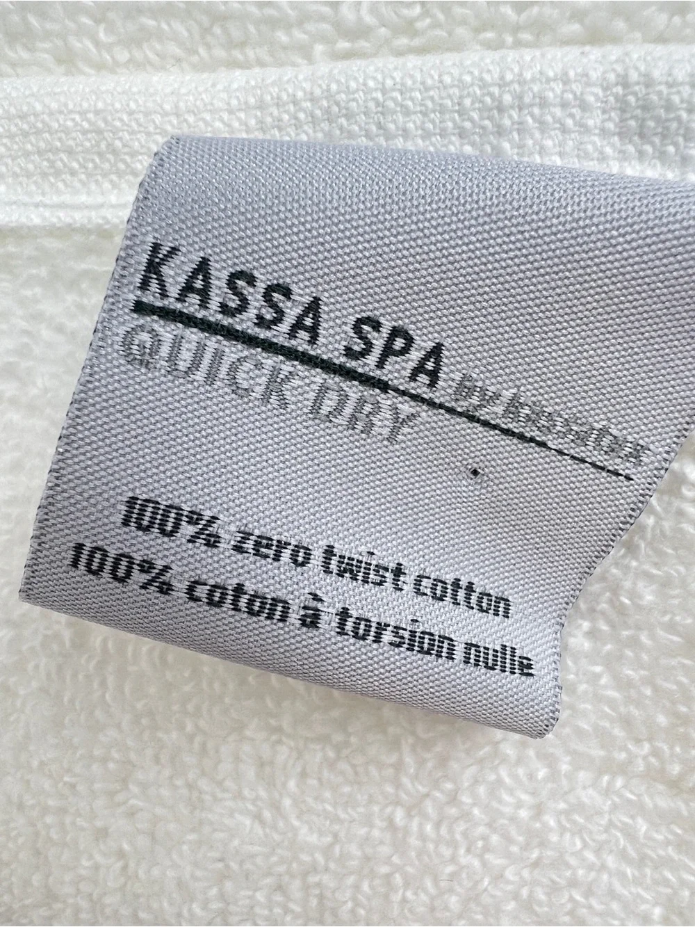 Kassa Spa Bath Towels White Soft Plush Cotton Zero Twist Quick Dry 2 Pc NEW